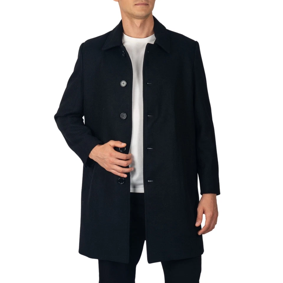 Alpine Swiss Orson Mens Wool Blend Top Coat Winter Car Coat Long Tailored Jacket - Image 2 of 4