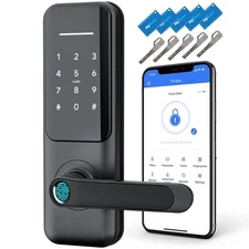 Keyless Fingerprint Smart Door Lock and Handle - Keypad Entry, Electronic Pas...