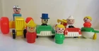 Vintage Fisher Price Fire Engine Airplane Tractor Car 5 FP Figures Little People