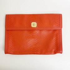 LONGCHAMP Longchamp Orange Snake Leather Clutch Bag Excellent Condition 14a