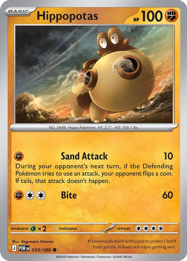 Pokemon Hippopotas (39/124) Perfect Order NM REVERSE HOLO