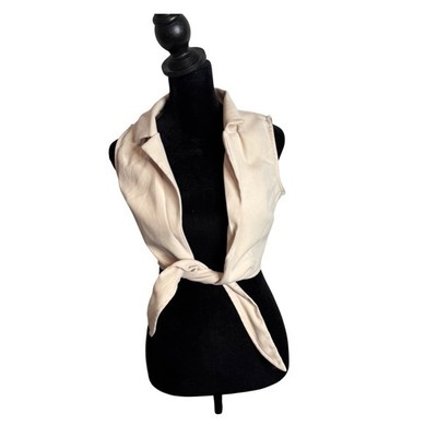 Tie Front Open Crop Top Layering Size XS Minimalist Clean Girl Sleeveless