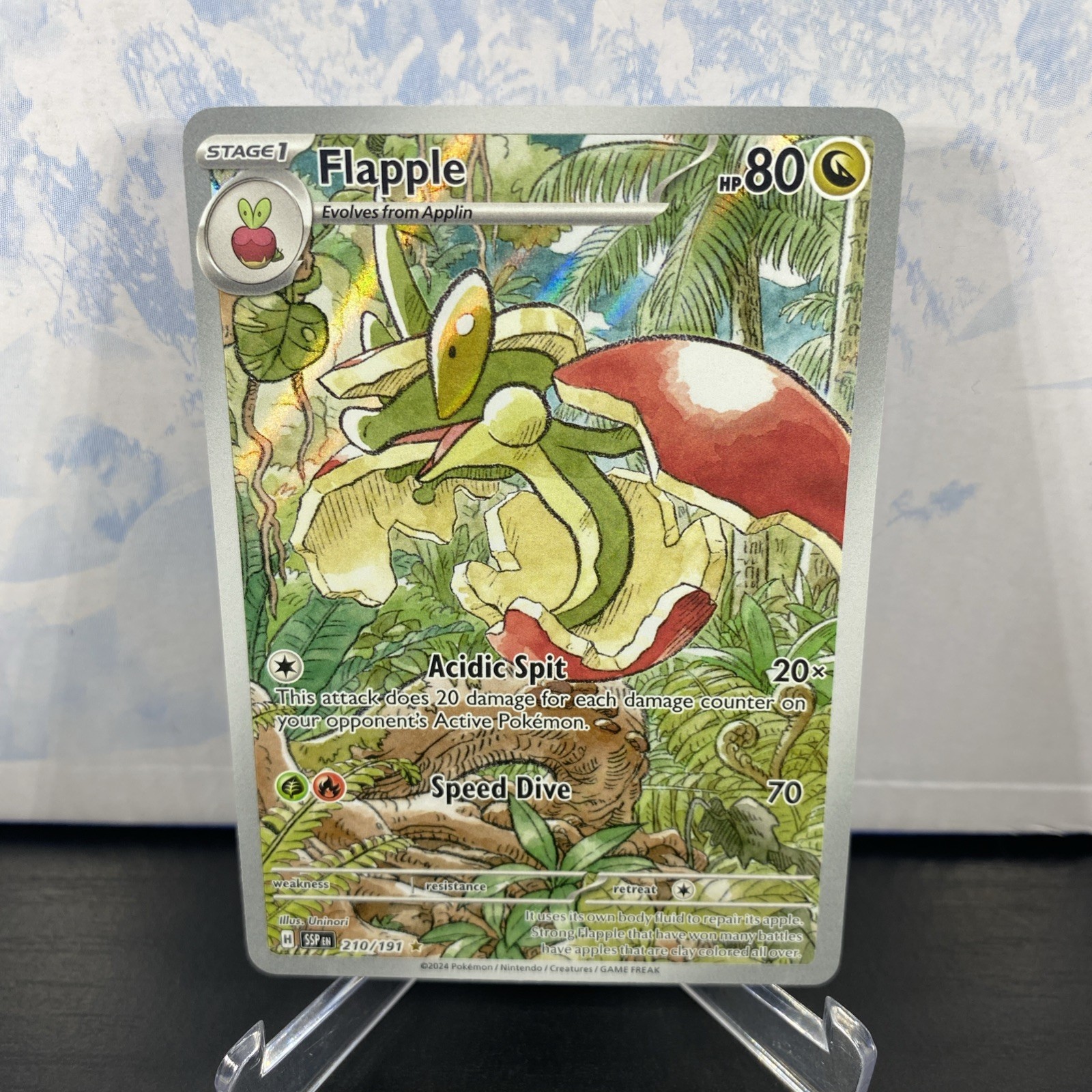 Flapple - 210/191 Illustration Rare Holo NM Pokemon SV08: Surging Sparks