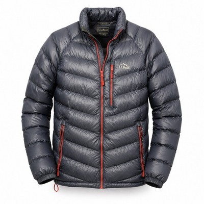 L.L.Bean Down Puffer Jacket Black Gray Red Zips Size S Regular