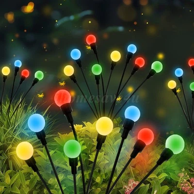 8 Packs LED Solar Firefly Light Garden Waterproof Swaying Lamp Outdoor Landscap