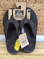 Men s Reef Sandals Leather Fanning Size 9 Dark Brown New Old Stock UM