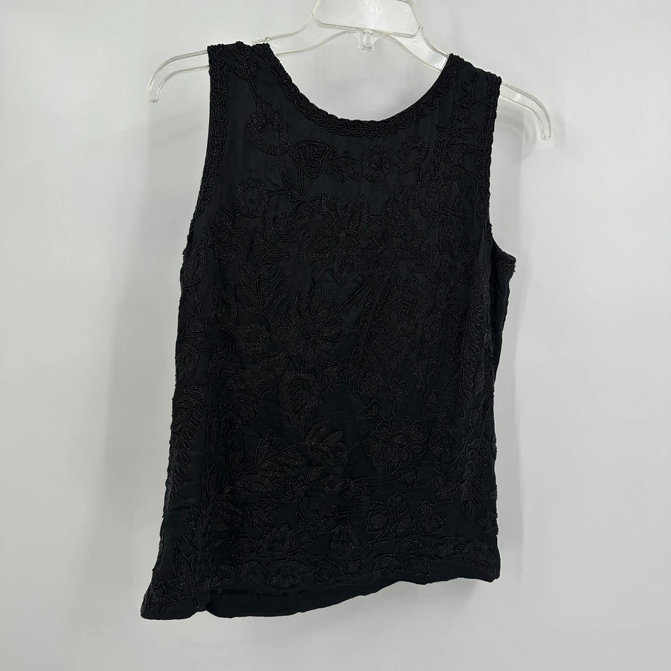Tommy Hilfiger Womens Silk Beaded Tank Top Size M Black Y2K Evening Partywear - Image 3 of 4