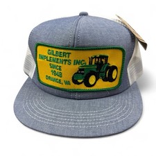 K Products John Deere Denim Hat Cap Big Patch VTG USA Gilbert Implements NWT NEW