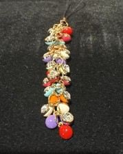 Gold Tone Enamel Rhinestones Charm Phone Purse Dangle