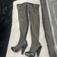 Versace Thigh High Mesh and Leather Black & B...