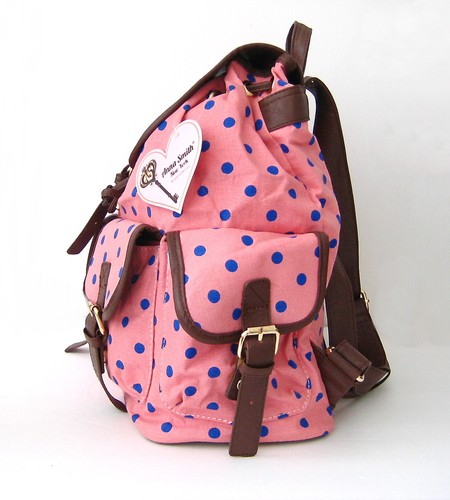 Nueva con etiquetas Mochila Anna Smith Retro Lunares Spot LYDC Damas Melocotón/Marrón - Imagen 6 de 9