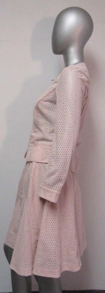 NINA RICCI 100% cotton light pink eyelet skirt suit SZ 36/4 - Image 4 of 4