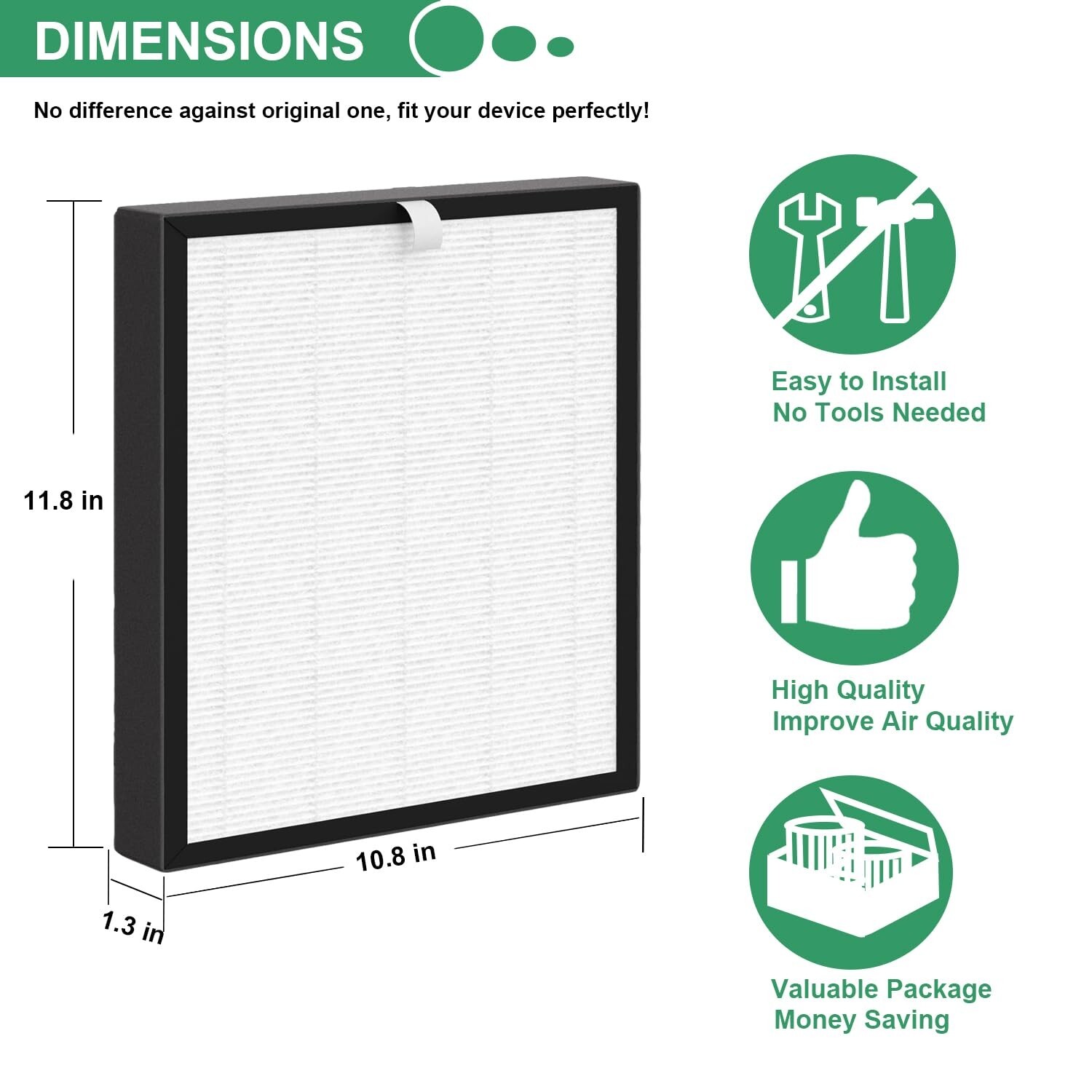 TZ-K2 True HEPA Filter Replacement, Compatible with ToLife TZ-K2 Air Purifier...
