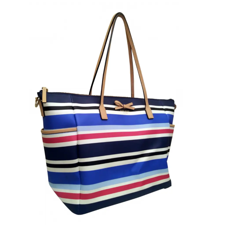 Kate Spade Adaria Multicolor Striped Coated Vinyl Diaper Bag  display picture 1