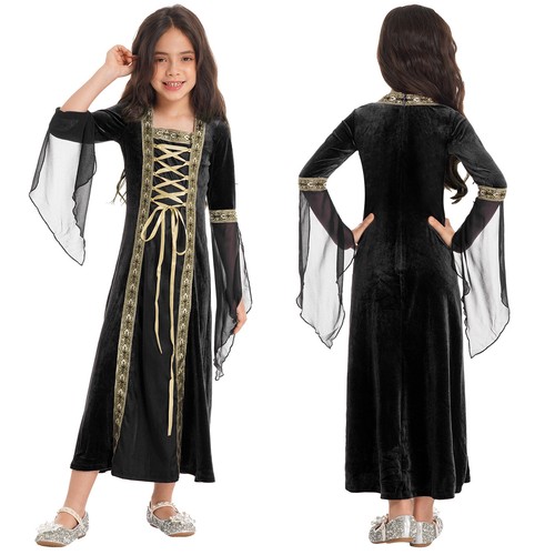 Medieval Princess Costume Girls Renaissance Party Vintage Maxi Dress Ball Gown - Picture 15 of 40