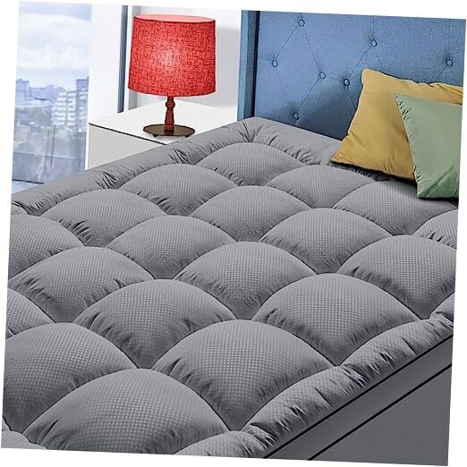 Size Mattress Topper for Back Pain, Cooling Extra Thick Queen Dark Grey