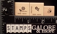 My Sentiments Exactly Rubber Stamps SET 3 MINI DAINTY FLOWERS BEE BUMBLEBEE 816