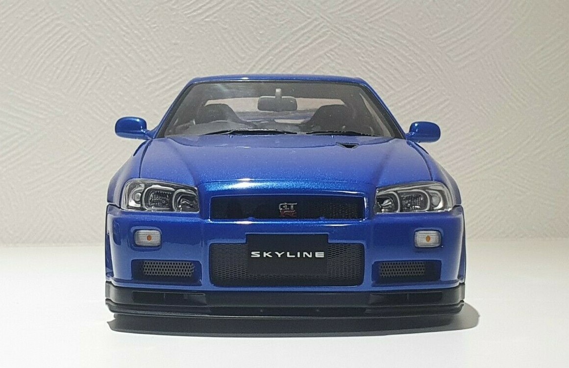 1/18 AUTOart NISSAN SKYLINE GT-R R34 V-SPEC II BLUE 77335 diecast