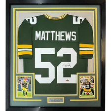 Framed Facsimile Autographed Clay Matthews III 35x39 Green Bay Reprint Jersey