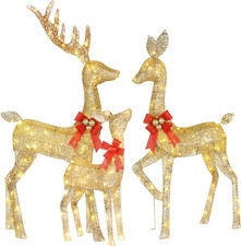 Lighted Christmas Decoration Deer 3 Piece, Light up Christmas Decor Reindeer