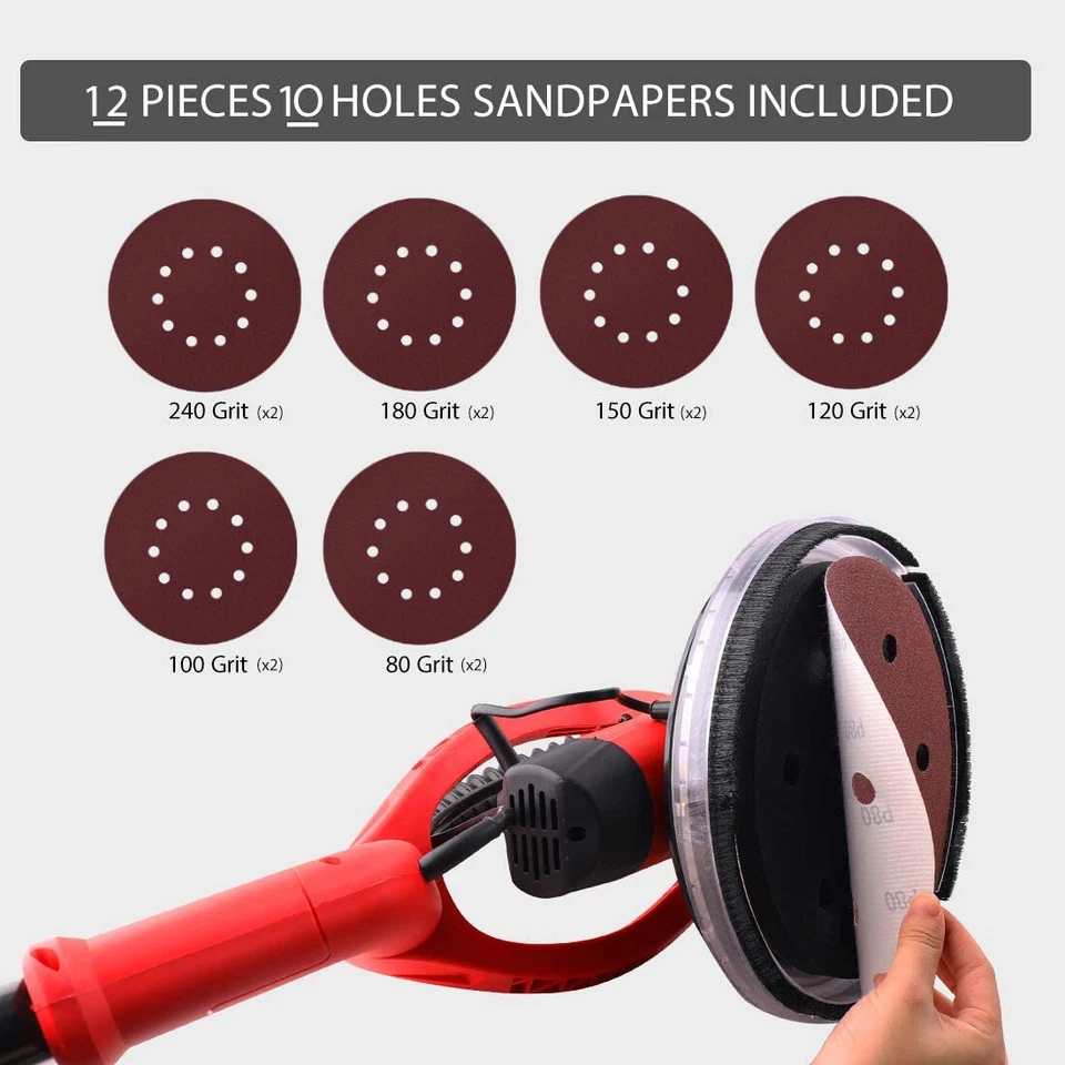 POWER PRO 1850 -Foldable 750W Electric Variable Speed Drywall Sander with LED - Image 4 of 4