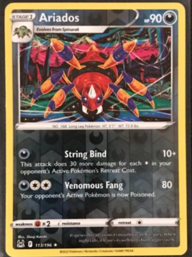 Ariados 113/196 Reverse Holo Rare- Pokemon SWSH11 Lost Origins M