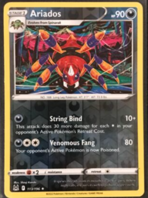 Ariados 113/196 Reverse Holo Rare- Pokemon SWSH11 Lost Origins M
