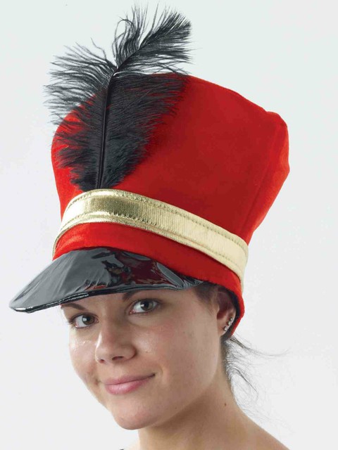 Toy Soldier Hat Red Majorette Feather 