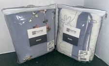 Nwts 2 Pc JC Penney Fine King Size Blue White & Embroiders Shams Lovely