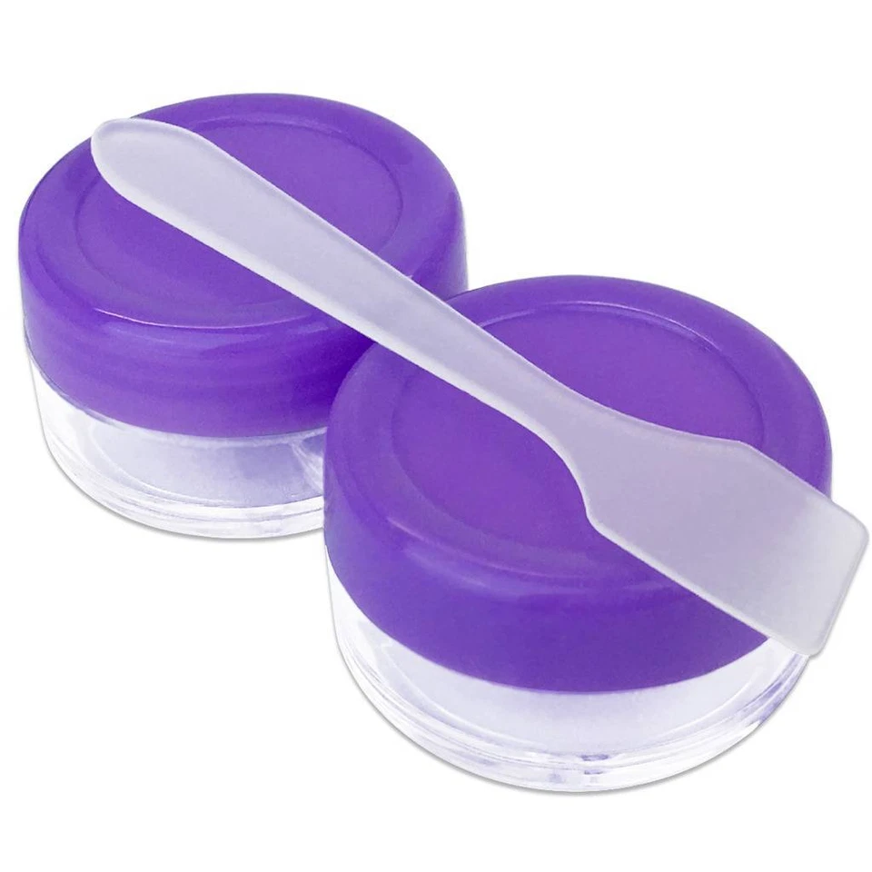 12PCS 10G/10ML Makeup Cream Cosmetic Purple Sample Jar Containers with Spatulas - Image 3 of 4
