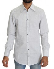 DOLCE & GABBANA Shirt GOLD Black White Polka Dots Dress Top 39/ US15.5/ S $600