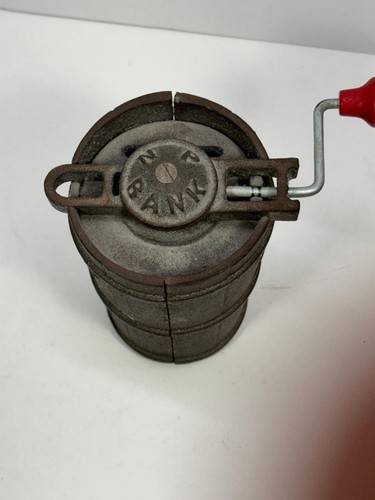 North Pole Ice Cream Maker Cast Iron Coin Bank Antique Still With Moving Part - Picture 5 of 6