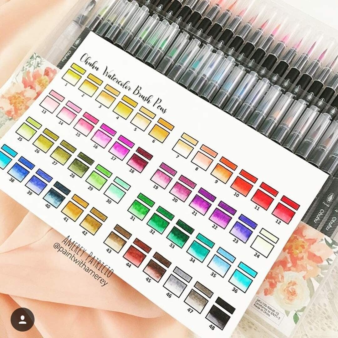  Professional Watercolor Brush Markers Pen 48 Colors of