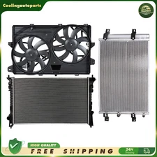 Radiator & Condenser & Cooling Fan Assembly For 2007-2010 Ford Edge Lincoln MKX