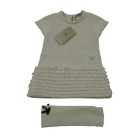 Armani Baby Girls Cream/white Knitted Dress 100% Genuine Luxury Sz 9m Armani Baby Girls Cream/white Knitted Dress 100% Genuine Luxury Sz 9m