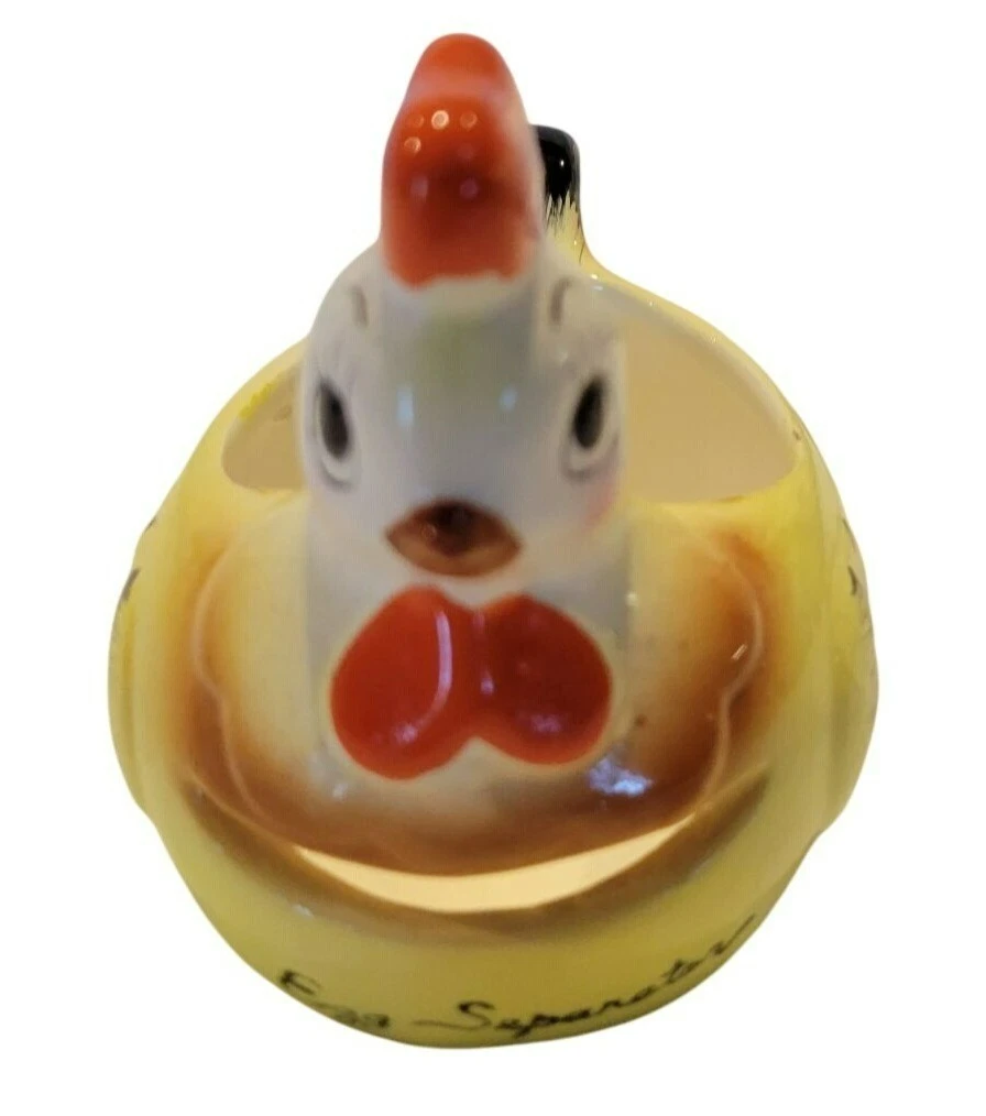 Josef Originals Ceramic Rooster Egg Separator Hand-Painted Japan 5x4"