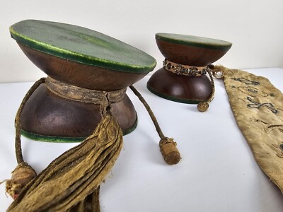 Antique Handmade Tibetan Buddhist Kapala Damaru Chod Ritual 