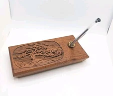 Vintage Laser Craft Laser Engraved Tree Of Life Pen Desk Office Holder Walnut