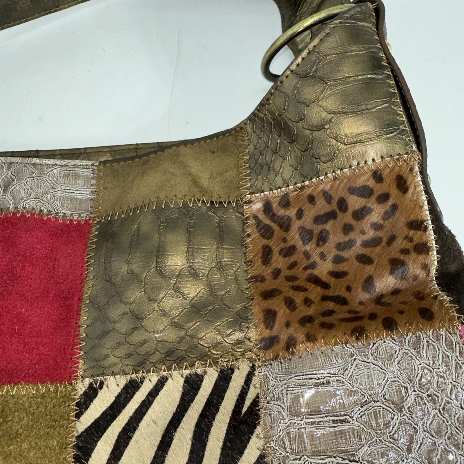 Patchwork Mixed Material Purse Shoulder Bag Tote … - image 2