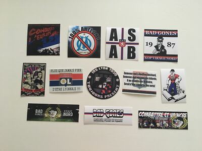 OLYMPIQUE LYONNAIS LIONE 10 ADESIVI ULTRAS STICKERS PEGATINA BAD GONES 1987 LYON