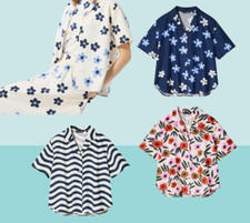 UNIQLO x Marimekko Camisa Cuello Abierto Mezcla Lino Manga Corta Verano Japón Nueva
