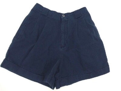  Liz Claiborne Lizsport Women's Blue 100% Cotton Pleated Cuffed Shorts Size 6 