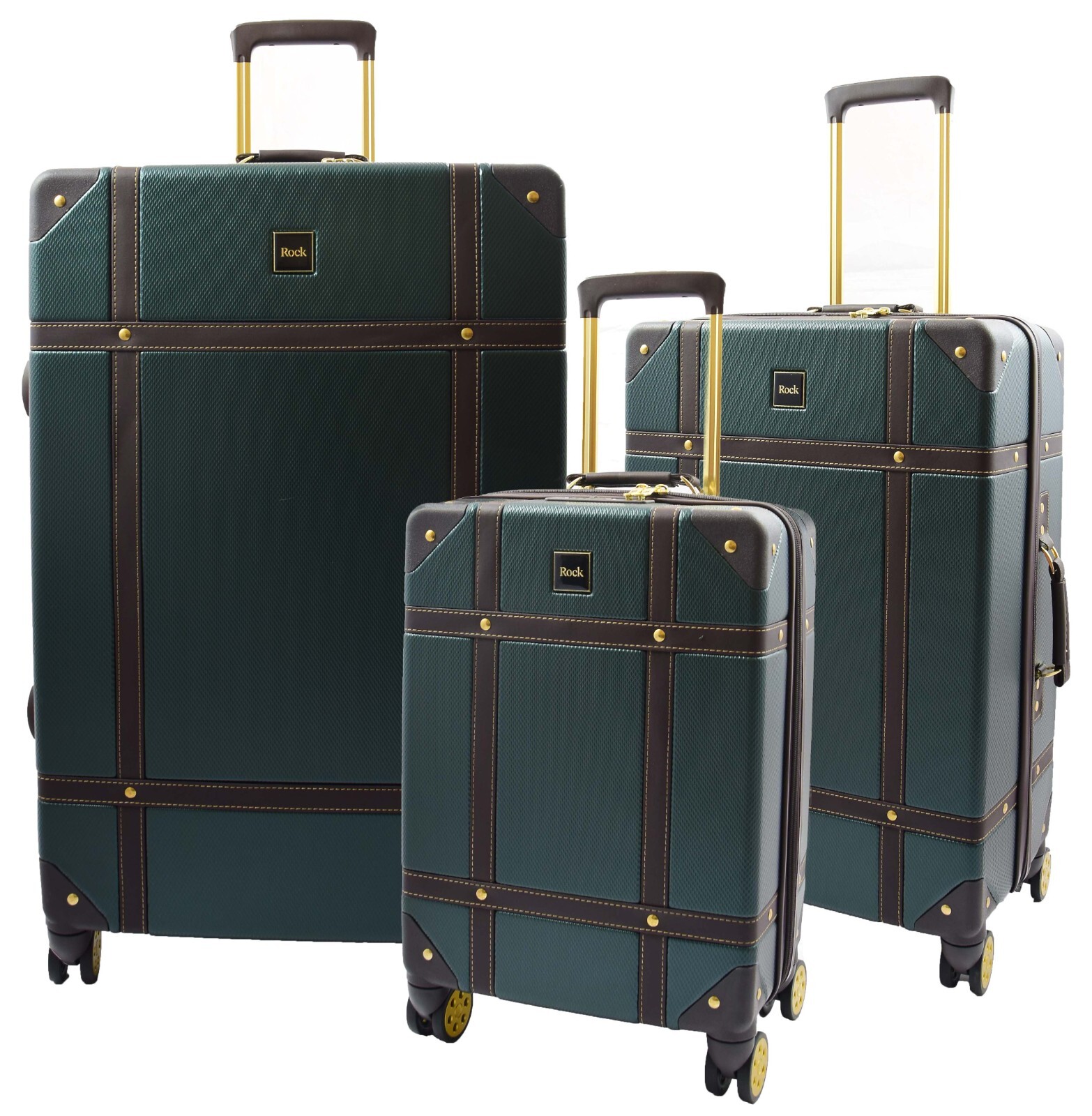 Maleta estilo maletero rígido retro de 8 ruedas bolsa de viaje esmeralda arcaica