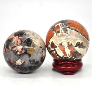 40mm Natural Red Silver Leaf Jasper Crystal Healing Reiki Gemstone Shpere Ball Ebay