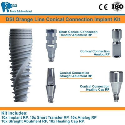 10x DSI Dental Fixture Conical Connection Nobel Active Hex Full Set RP