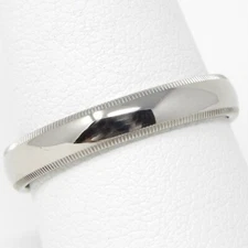 14 kt WHITE GOLD 3.9 mm MILGRAIN Edge WEDDING BAND Ring Size 9 3/4+ A7463