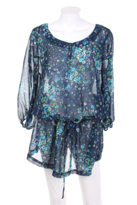 ESPRIT de corp Tunic Blouse Flowers XL blue shades