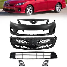 Front Bumper Cover Kit With Fog Lights For 2011 2012 2013 Toyota Corolla Sedan