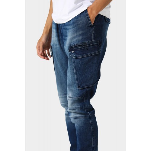 Police 0404 Ware Stretch Cargo Denim Jean - Dark Blue Wash - Picture 2 of 3