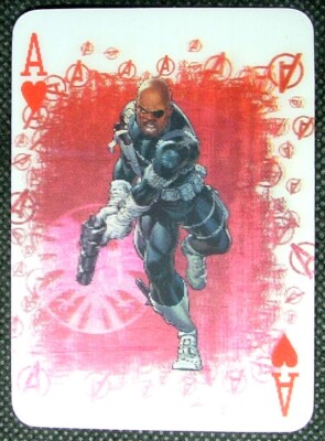 1 x Motion / Flicker playing card Marvel Avengers Nick Fury Ace of Hearts